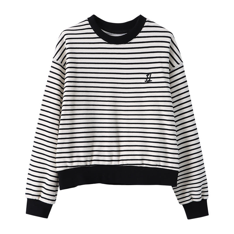 Damen Sweatshirt Rundhals Streifen Norvielle