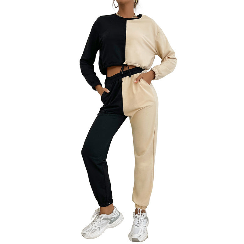 Damen Sportliches Freizeit-Set Farbblock-Design