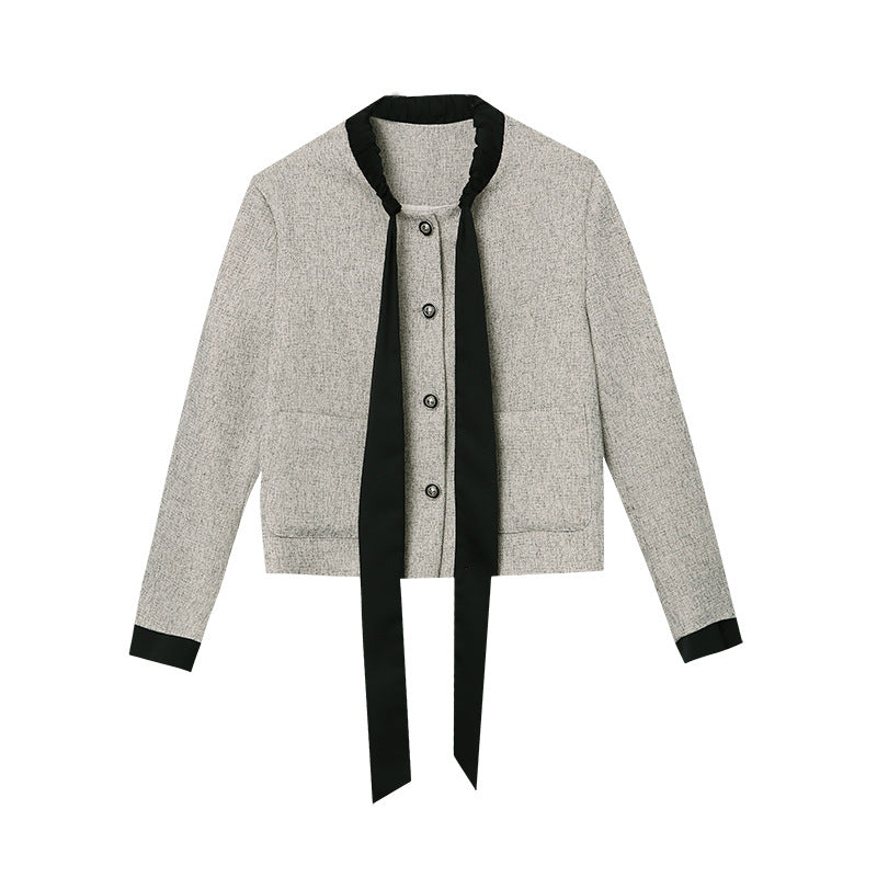 Damen Jacke Dekorativer Kragen Druckknopf Norvielle