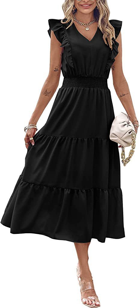 Damen Langarm-Kleid mit Volumenrock Norvielle