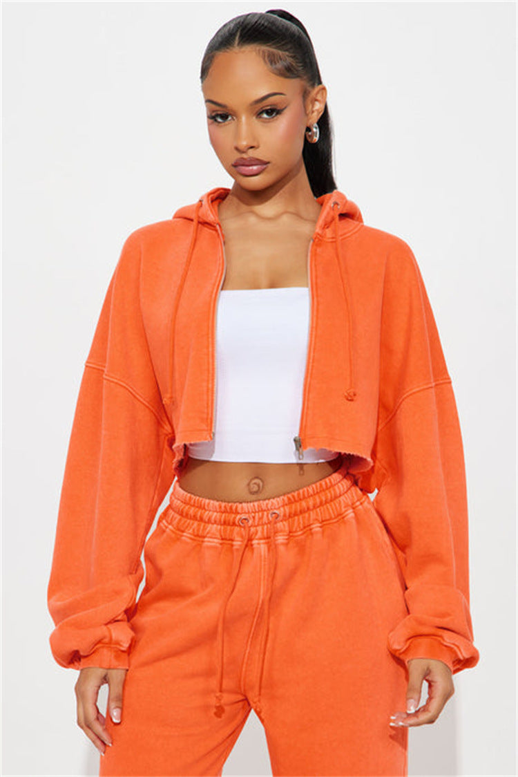 Damen Fleece Crop Set Weite Hose Norvielle