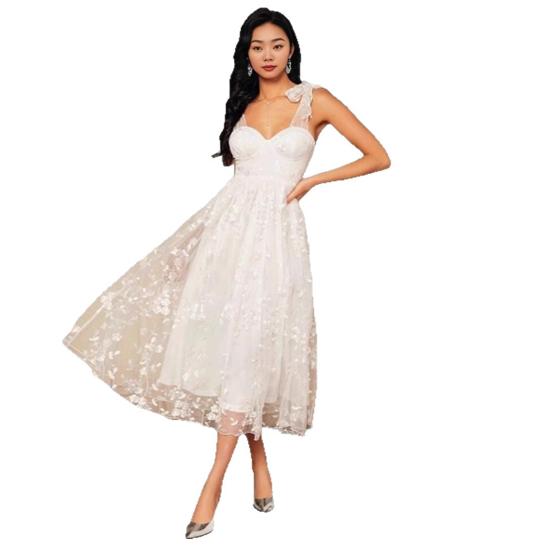 Damen Midikleid mit Blumenapplikationen Norvielle