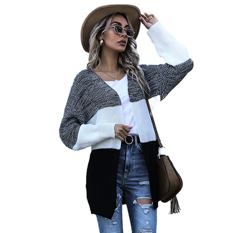 Damen Strickjacke Blockstreifen-Design Lässiger Schnitt Norvielle