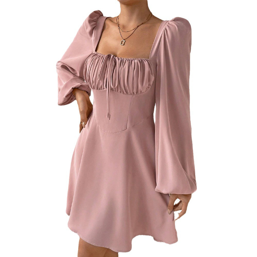Damen Minikleid Rüschendetails Puffärmel