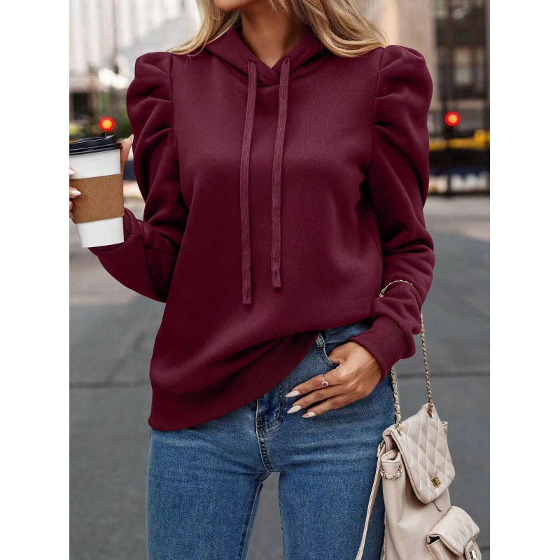 Damen Kapuzenpullover Puffärmel Gemütlicher Schnitt Norvielle
