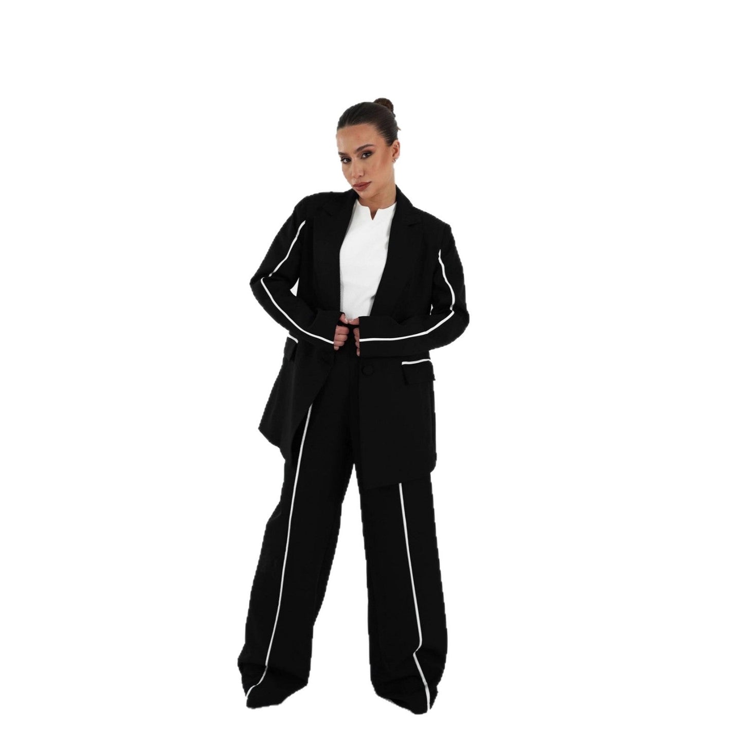 Damen Blazer-Anzug Kontrastdetails Norvielle