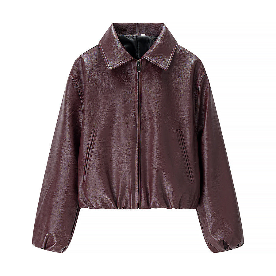 Damen Kunstlederjacke Elastischer Bund Norvielle