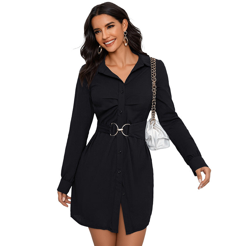 Damen Hemdblusenkleid Norvielle mit Gürtel Eleganter Schnitt