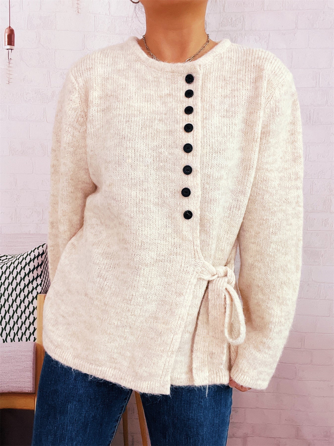 Damen Strickpullover mit Knoten Detail Norvielle