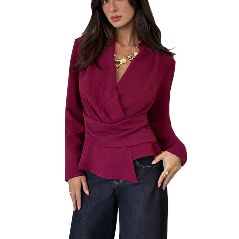 Damen Wickeloberteil Asymmetrischer Saum Norvielle