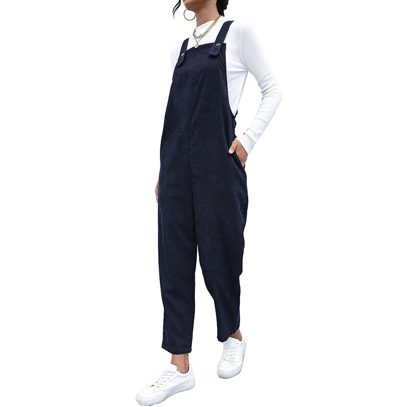 Damen Latzhose Lässiger Schnitt Baumwolle Verstellbare Träger Beige