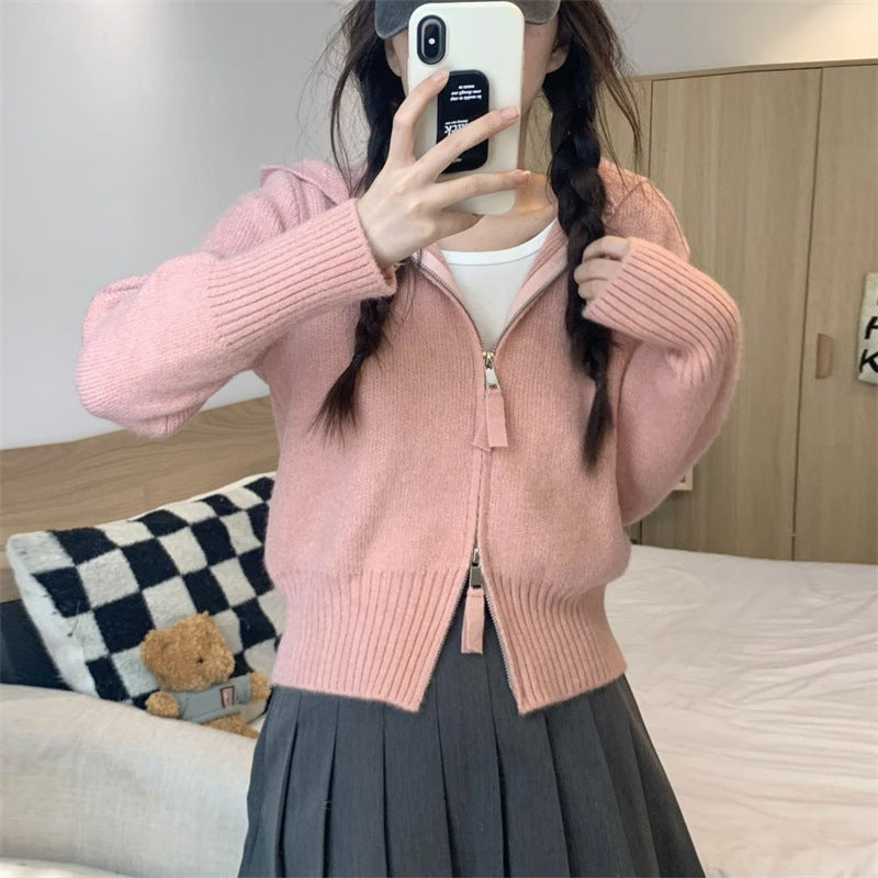 Damen Strickjacke Hochwertiger Stoff Modischer Reißverschluss