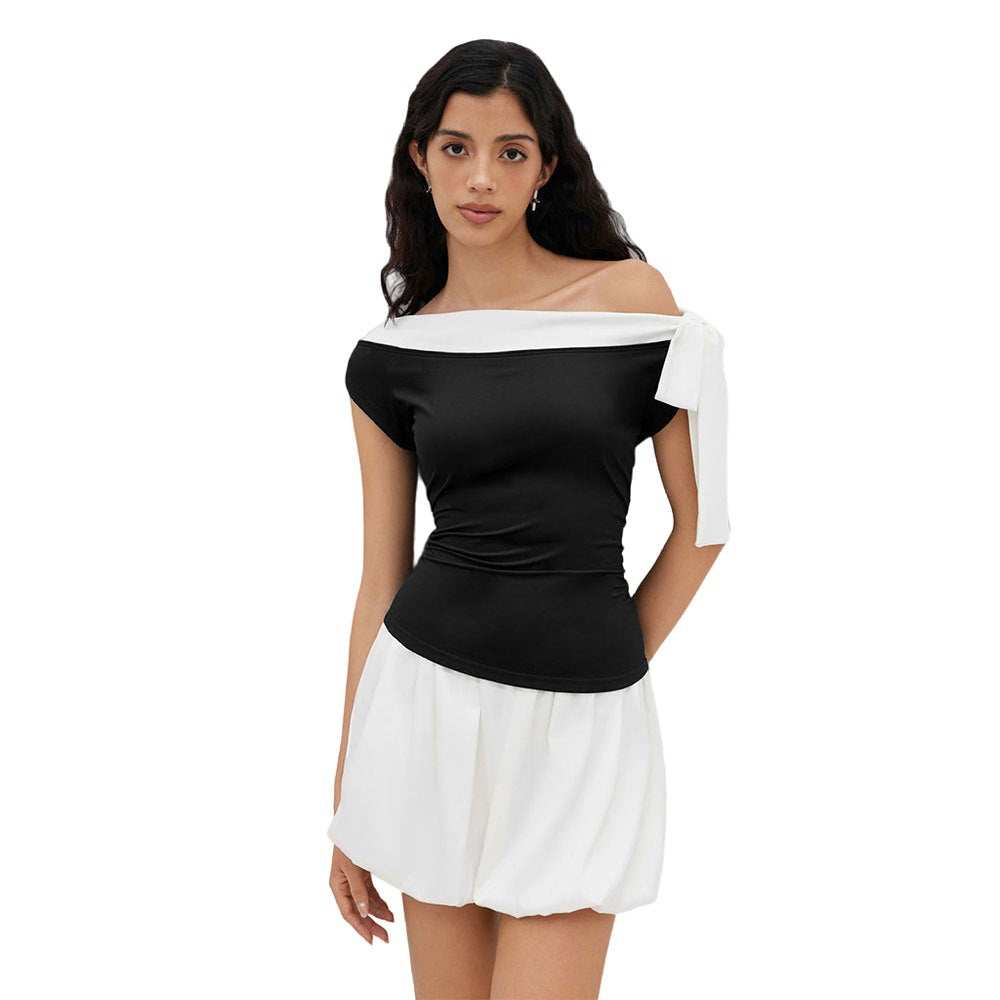Damen Off-Shoulder mit Schleifenverschluss