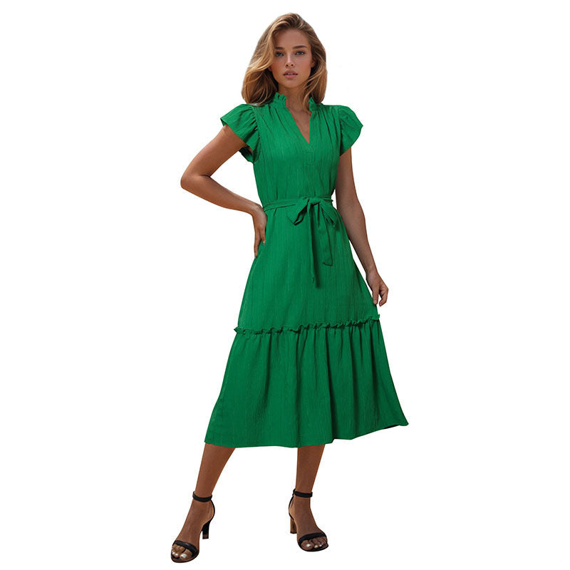 Damen Midi-Kleid Rüschendetails Elastischer Taillenzug Norvielle