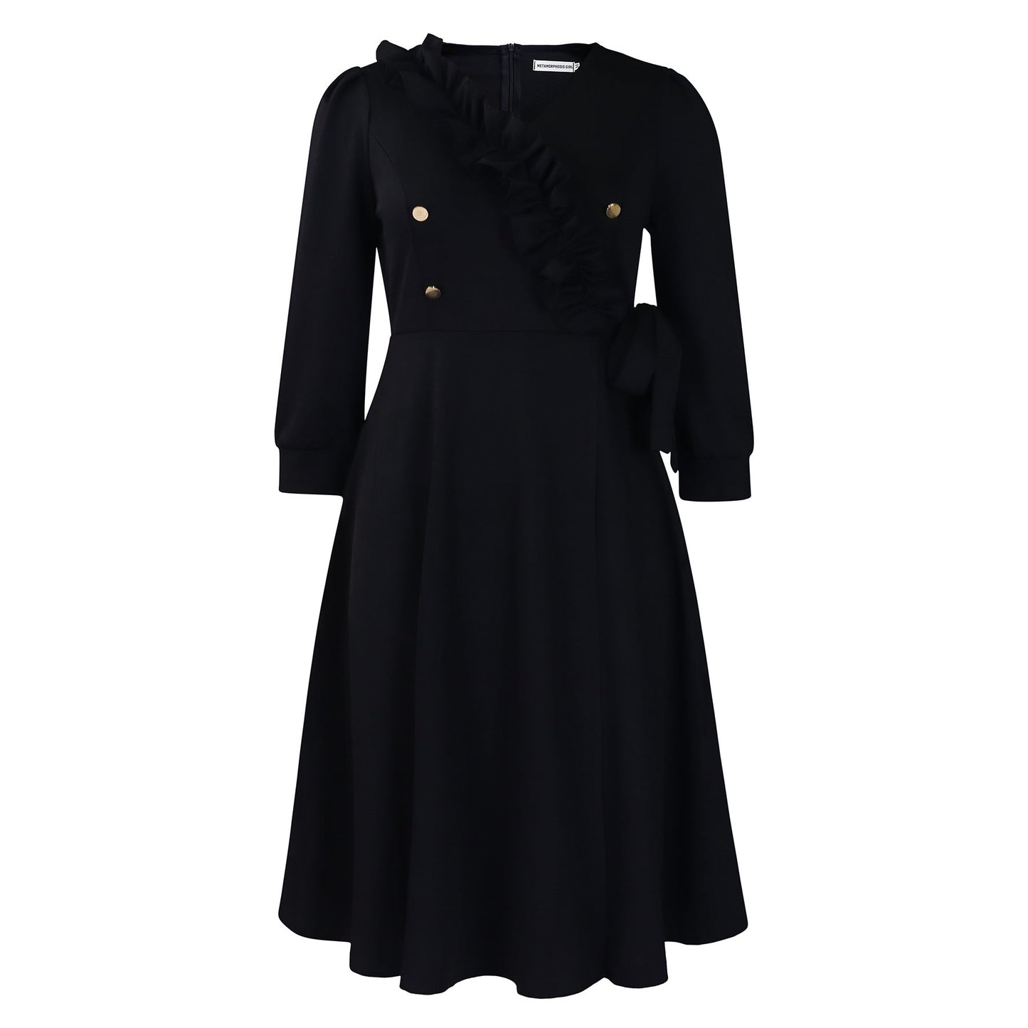Damen Midikleid Rüschendetail Tailliert Norvielle