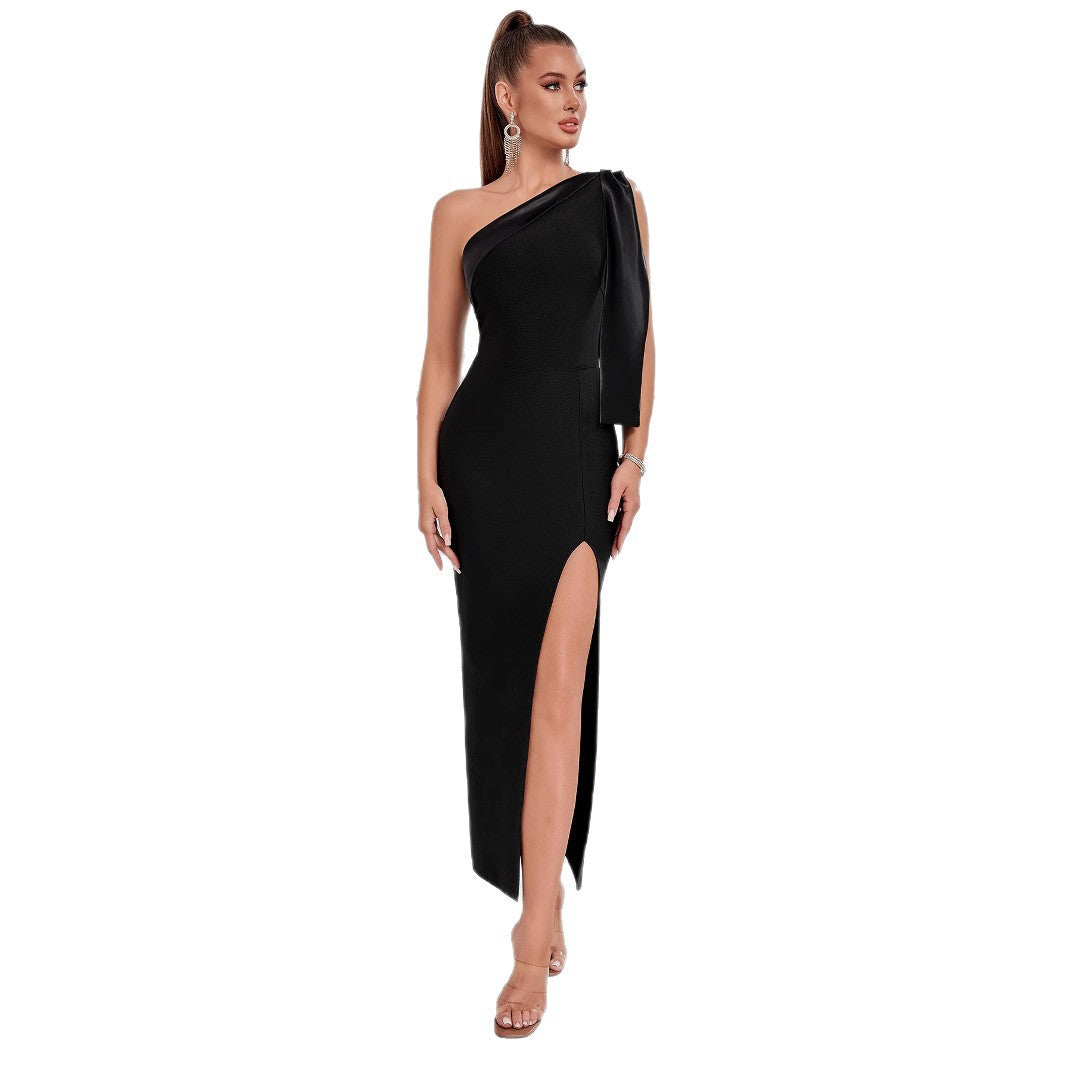 Damen Maxikleid Asymmetrischer Schnitt Schlitz Norvielle