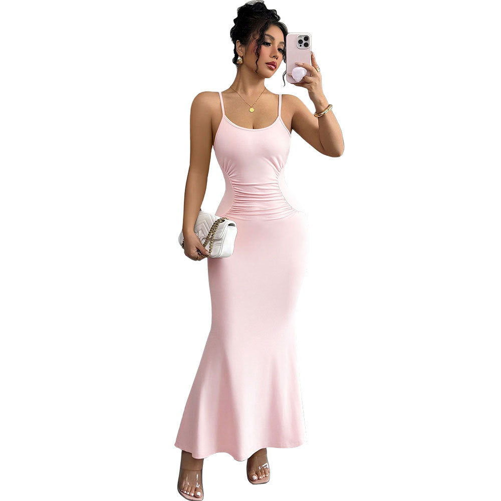 Damen Maxikleid Spaghettiträger Raffiniertes Drapierdesign Norvielle