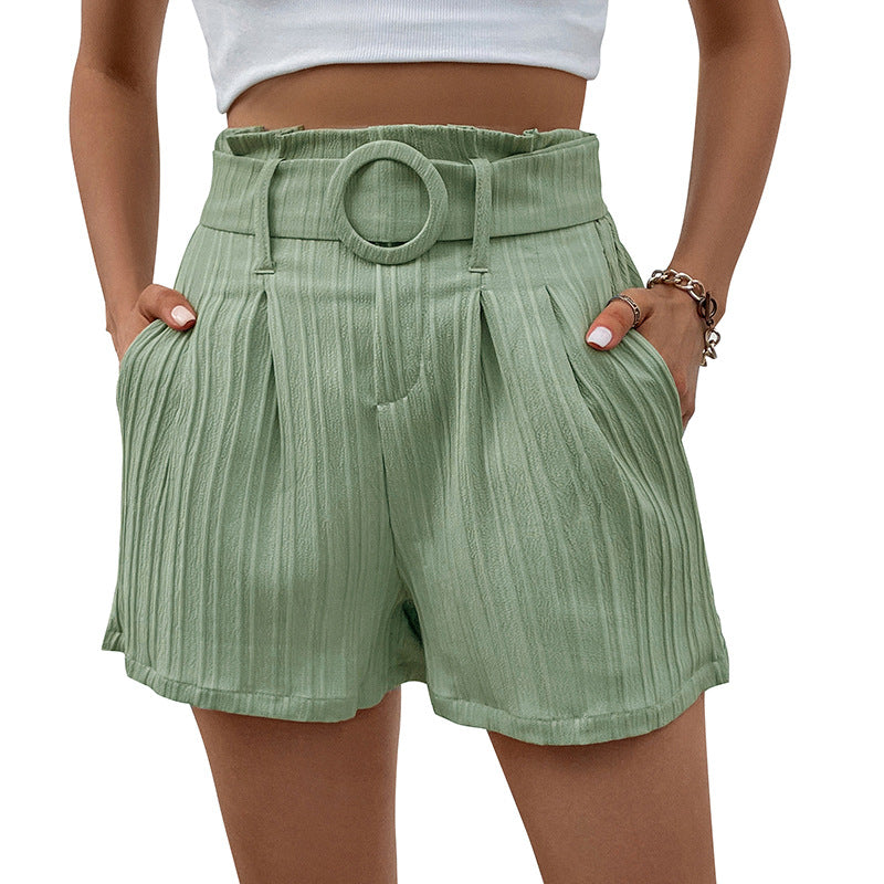 Damen Faltenshorts Verstellbarer Taillengürtel Norvielle