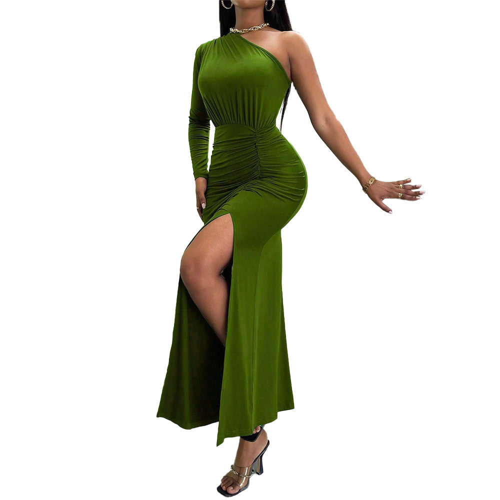Damen Wickelkleid Asymmetrisch Raffung Norvielle