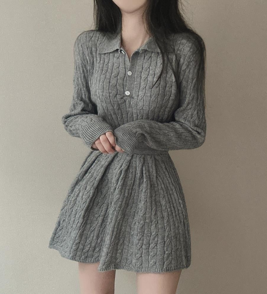 Damen Strickkleid Pulloverstil Kabelmuster Norvielle