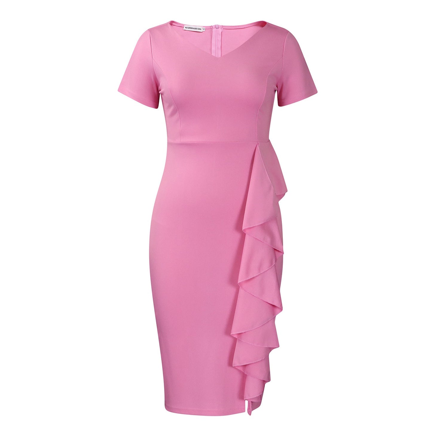 Damen Etuikleid Asymmetrisches Rüschendesign