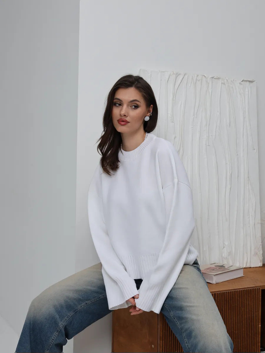 Damen Sweater Weit Schnitt Strukturiert Norvielle