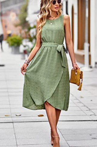 Damen Wickelkleid Glänzende Punkte Taillengürtel