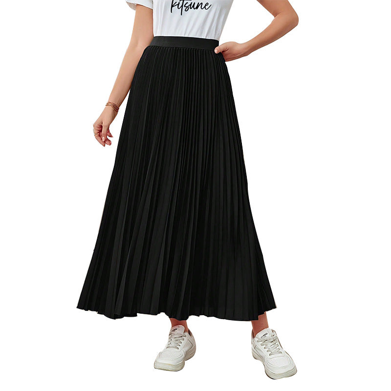 Damen Maxirock Plissiert Elastischer Bund