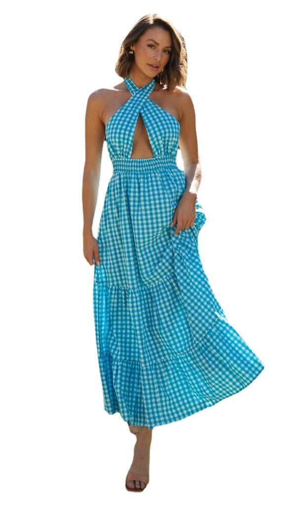 Damen Maxikleid Wickeloberteil Rüschen Saum Norvielle