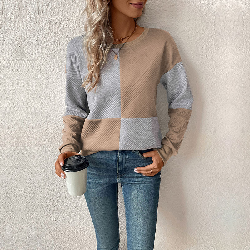 Damen Sweatshirt Blockstreifen Rundhals Norvielle