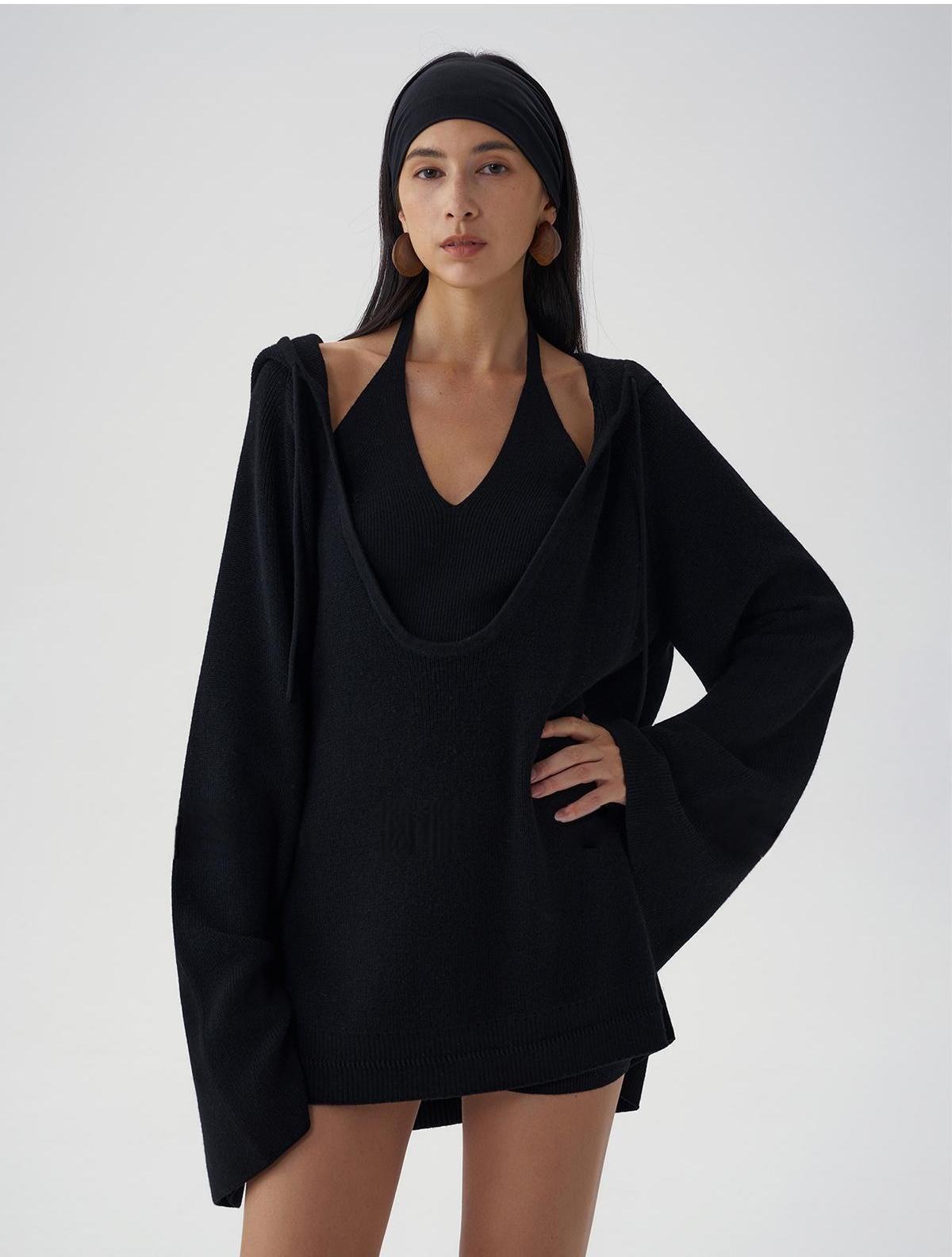 Damen Kapuzenpullover Strick Norvielle Lässig