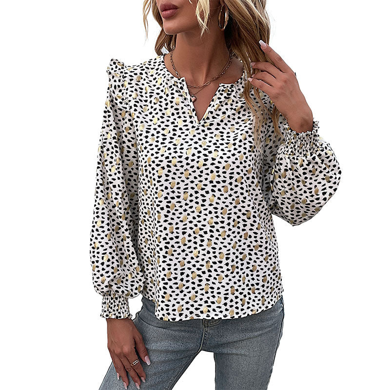 Damen Bluse Tiermuster Rüschendetails Norvielle