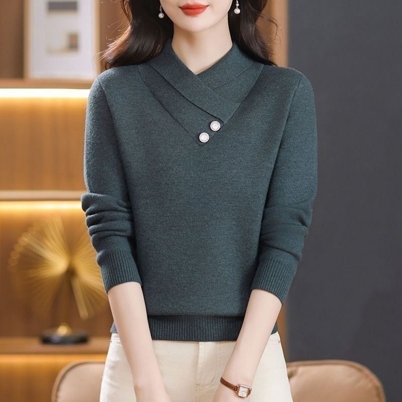 Damen Strickpullover V-Ausschnitt Dekorativ Norvielle