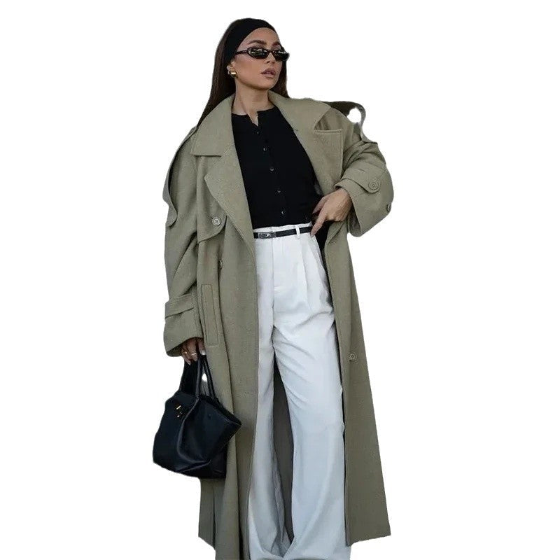 Damen Oversized-Mantel Taillierbarer Gürtel Norvielle