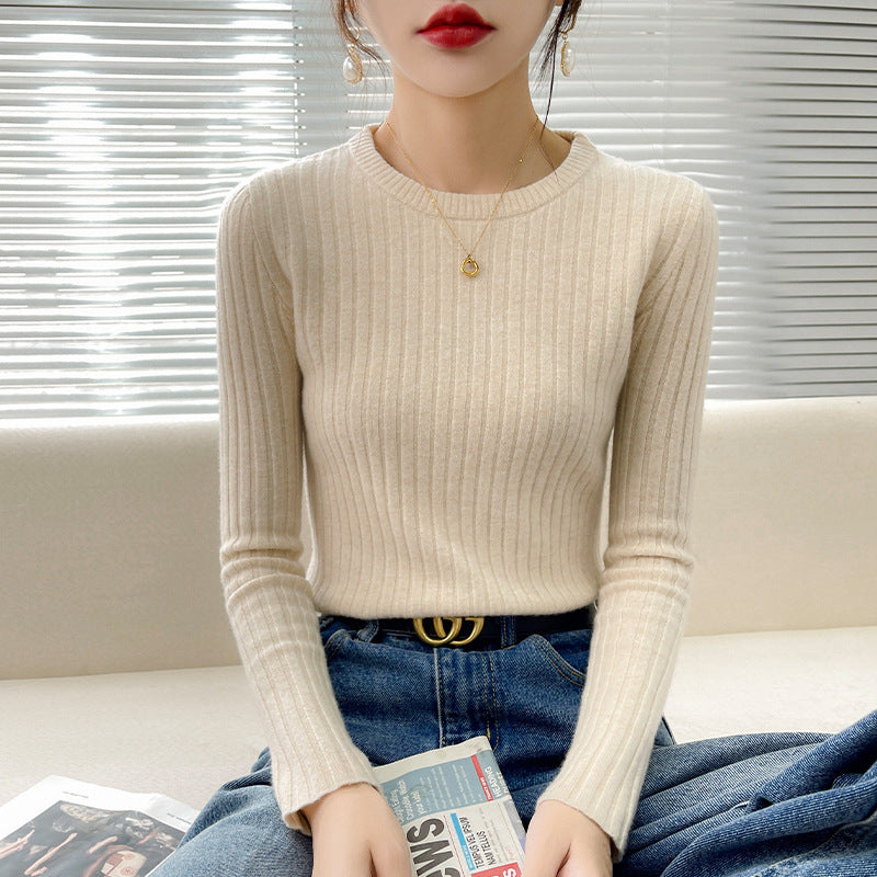 Damen Feinstrickpullover Rippstruktur Rundhalsausschnitt Norvielle