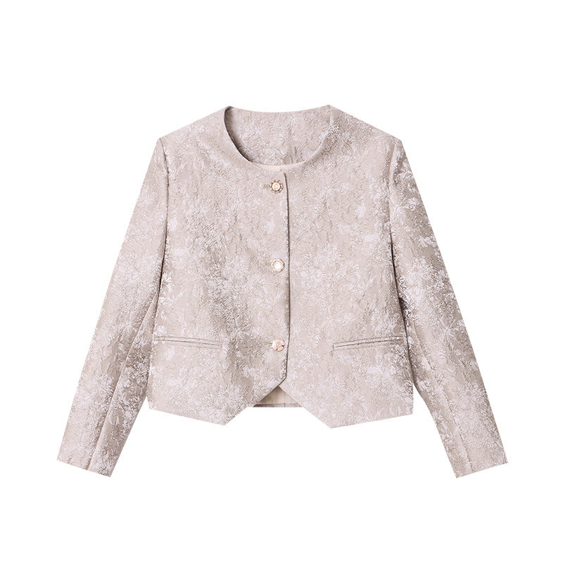 Damen Kurzjacke Strukturiert Florales Muster