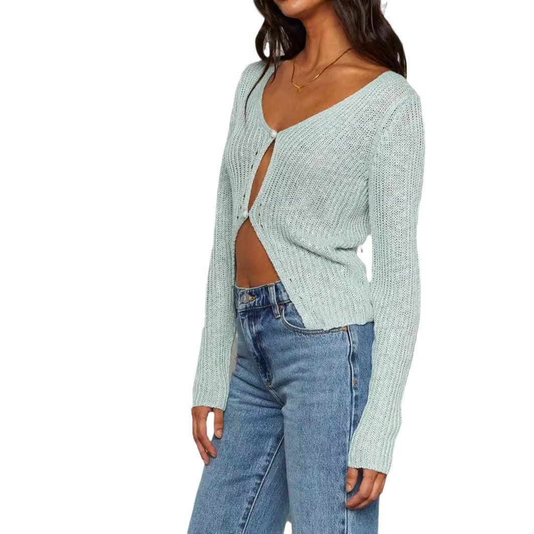 Damen Strickpullover Locker Cut-Out-Details Norvielle