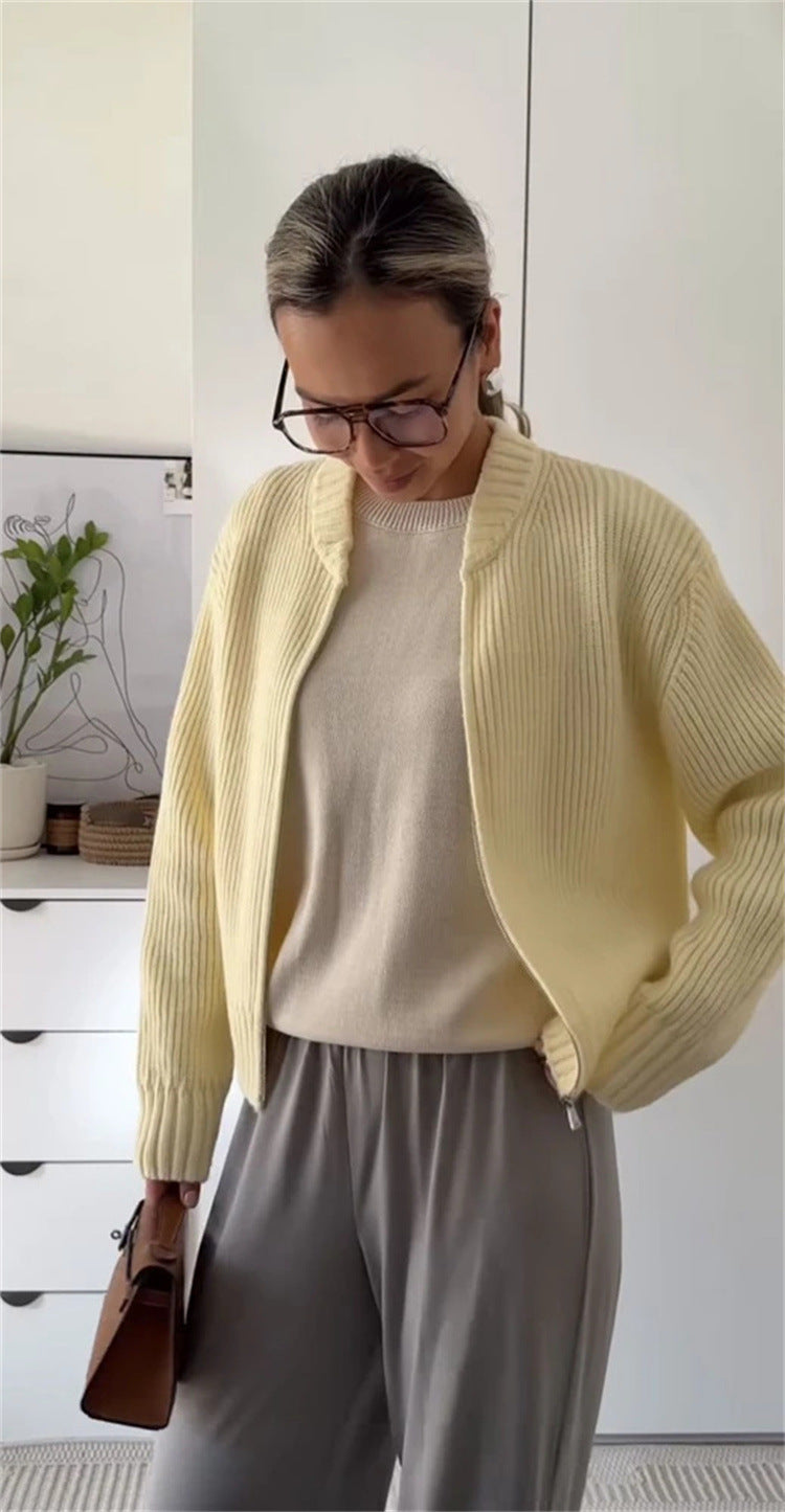 Damen Strickpullover Lässig Reißverschluss Norvielle