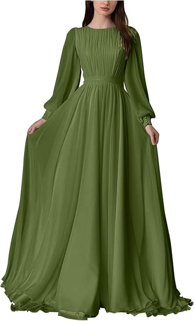 Damen Maxi-Kleid Langärmlig Spitze