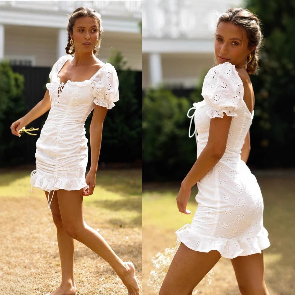 Damen Spitzenkleid Romantisch Rüschendetails Norvielle