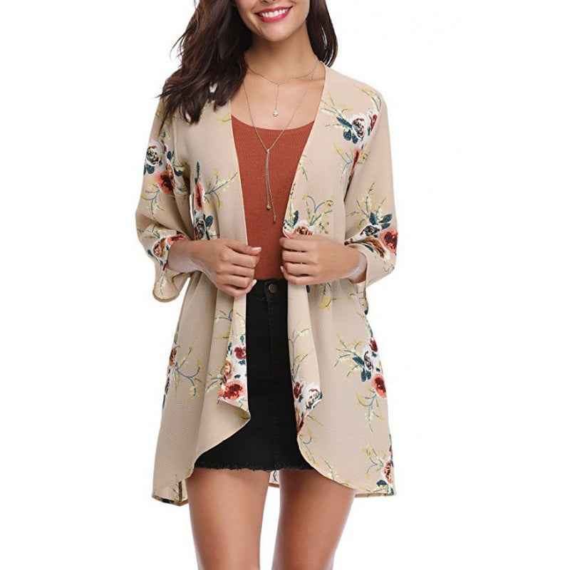 Damen Kimono-Cardigan Blumenmuster Norvielle