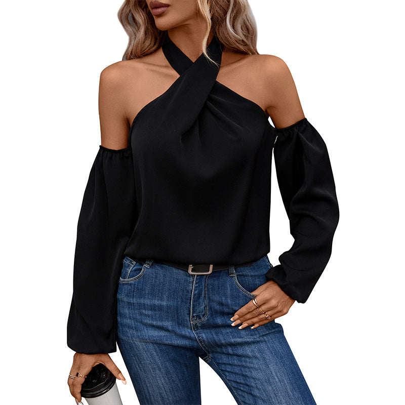Damen Off-Shoulder-Oberteil Raffungen Norvielle