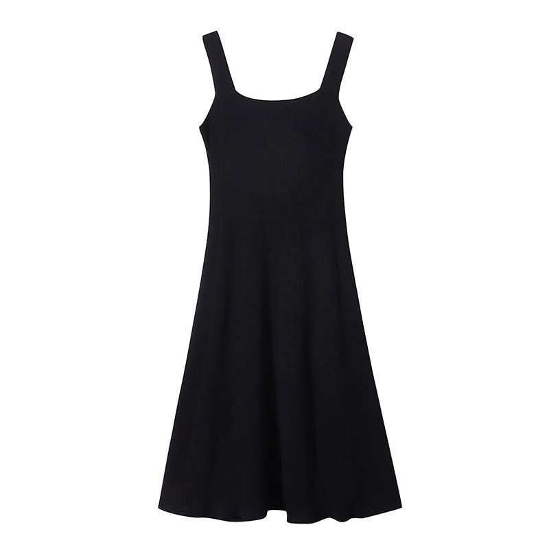 Damen Midi-Kleid Quadrat-Ausschnitt Fließender Schnitt