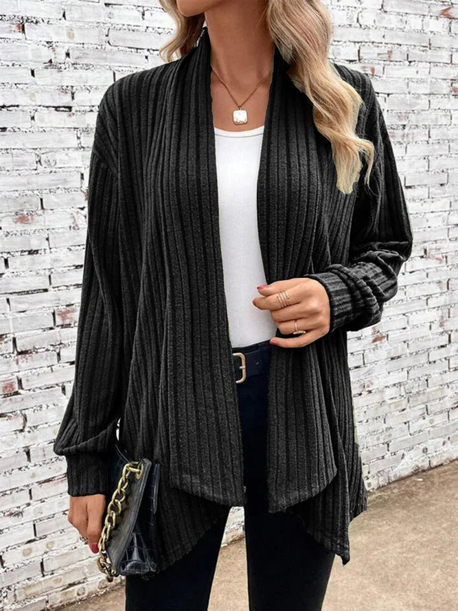 Damen Rippstrick Cardigan Drape-Style