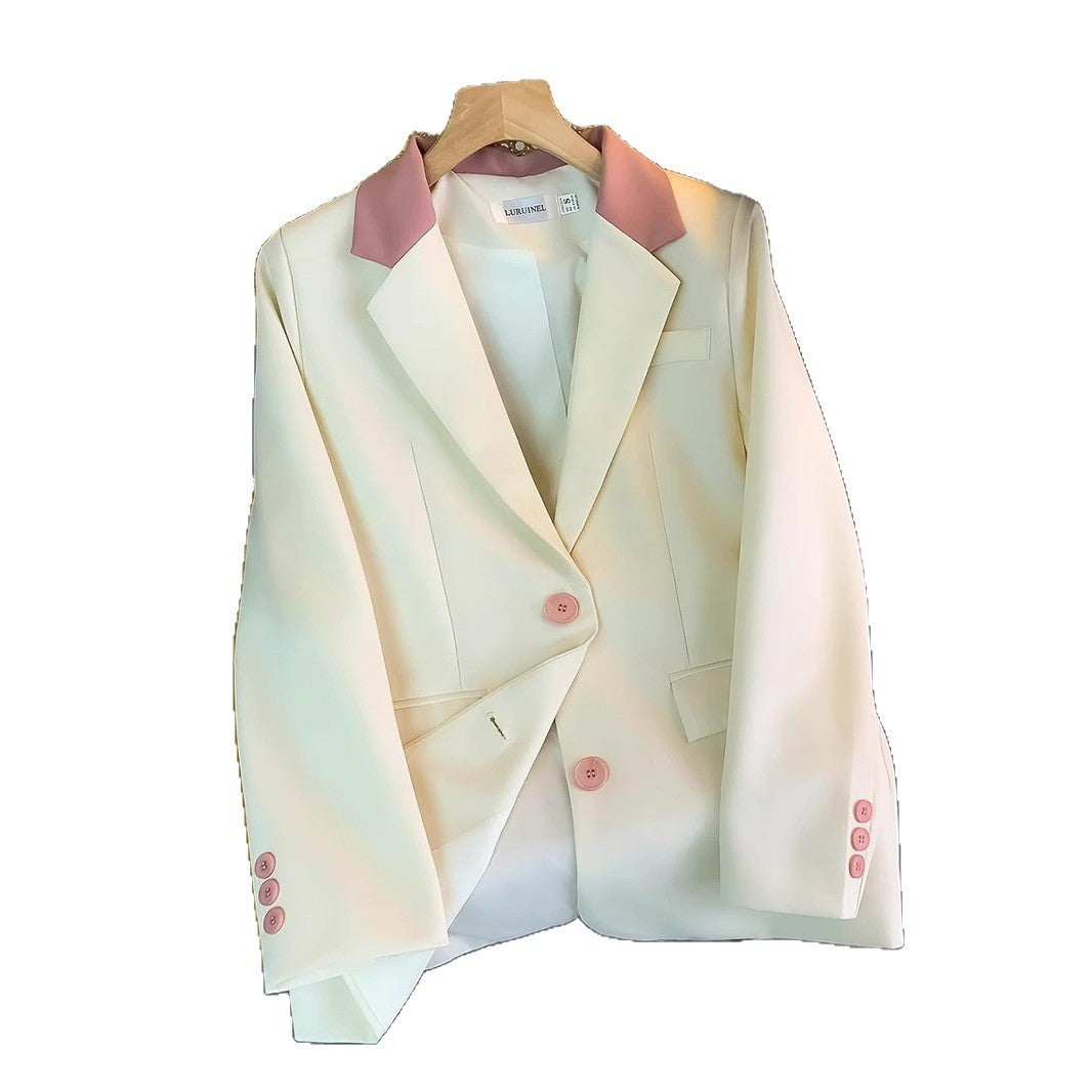Damen Blazer Eleganter Kragen Knöpfe