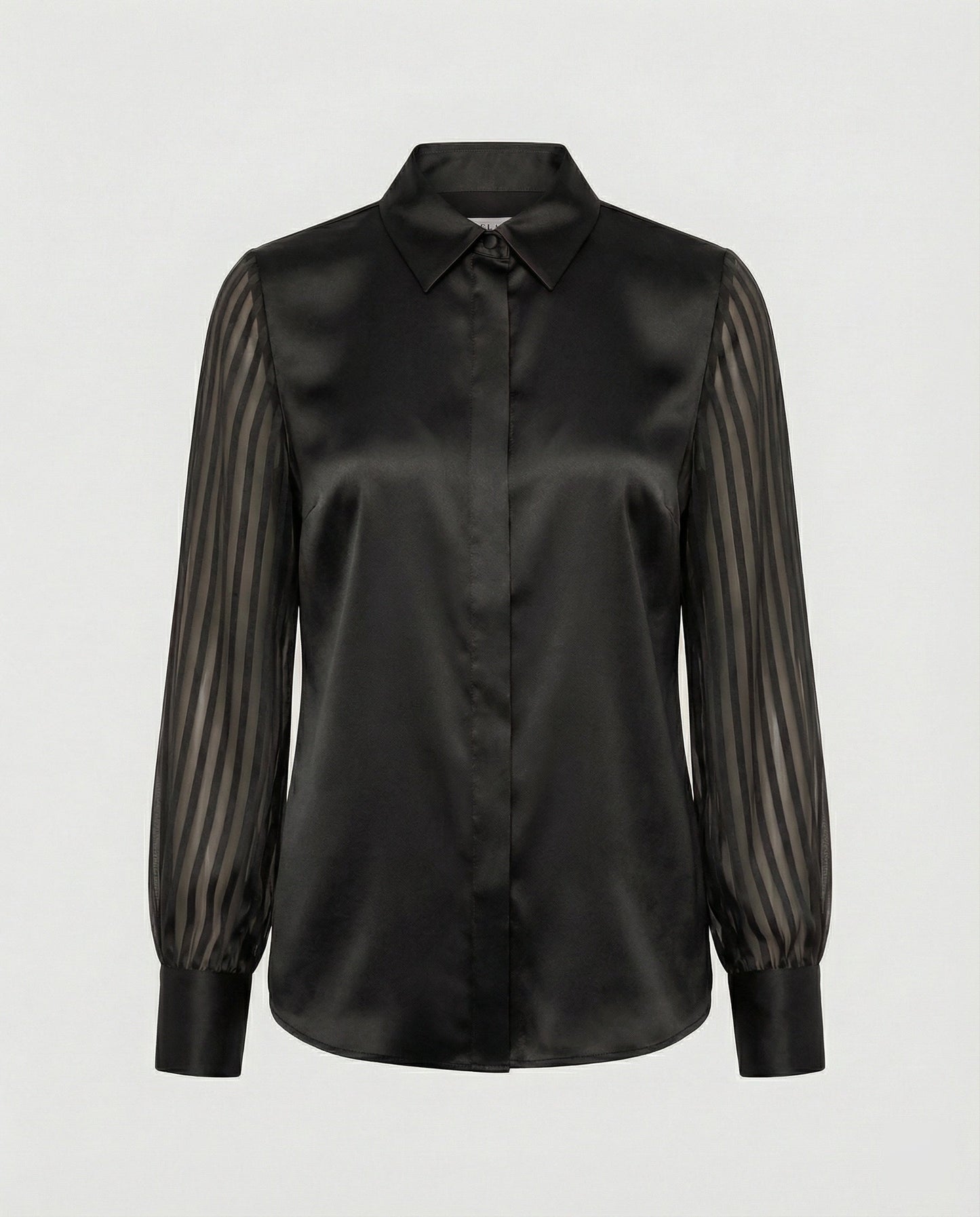 Damen Satinbluse Transparente Puffärmel