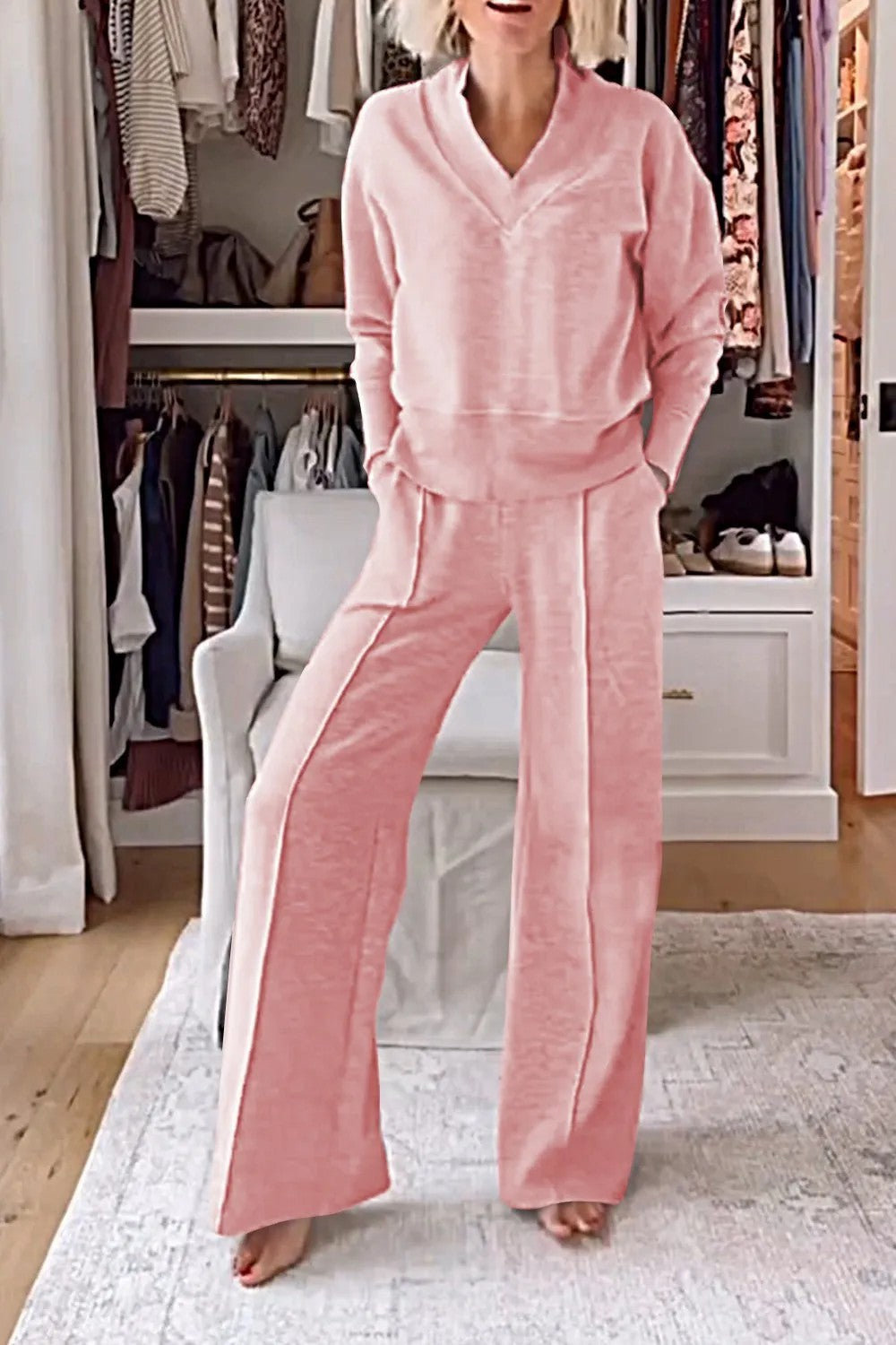 Damen Loungewear-Set V-Ausschnitt Weit Norvielle