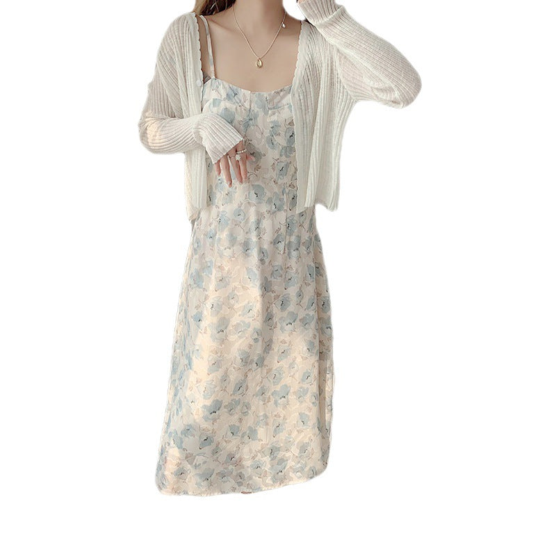 Damen Sommerkleid Langärmlig Floralmuster Norvielle