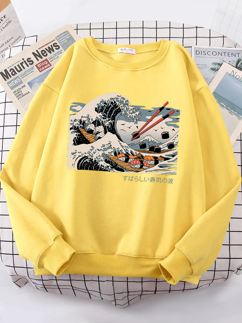Damen Sweatshirt Wellen-Design Gemütlich Norvielle