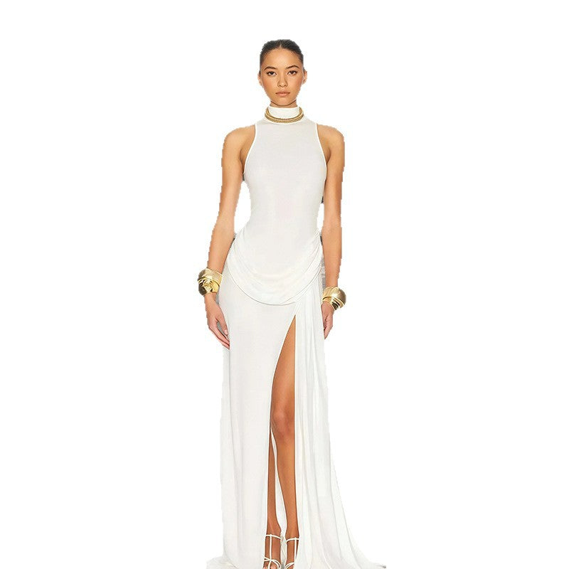 Damen Abendkleid Lang Norvielle Elegantes Wasserfallausschnitt Tiefes
